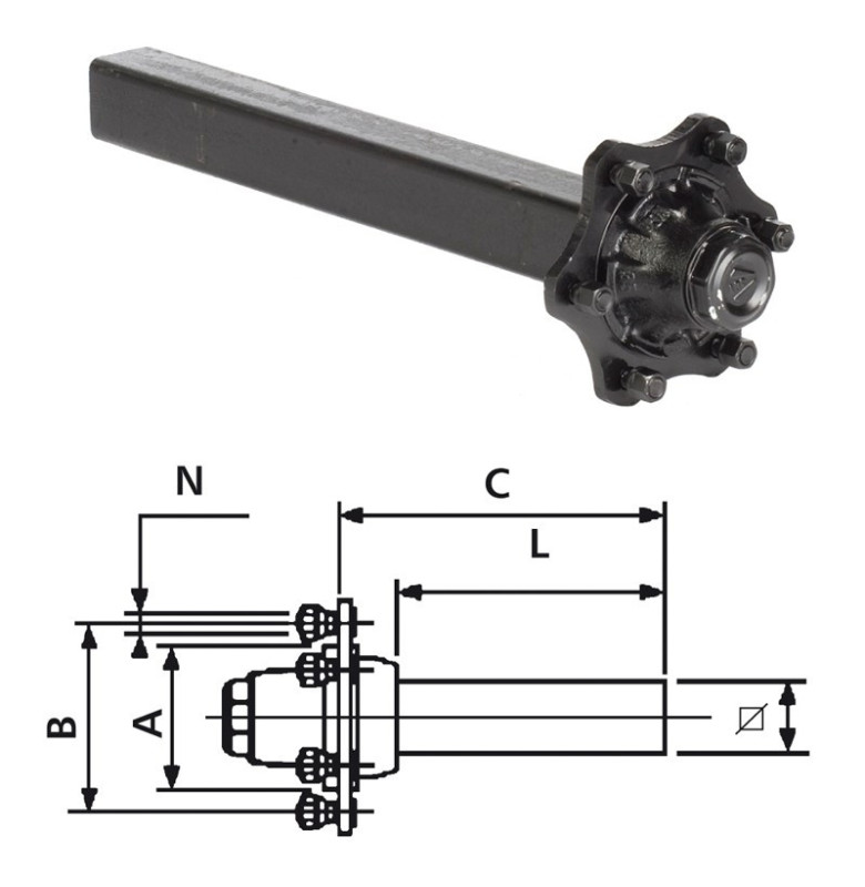 Achsstummel 2000/2500/1750 kg bei 40 km/h